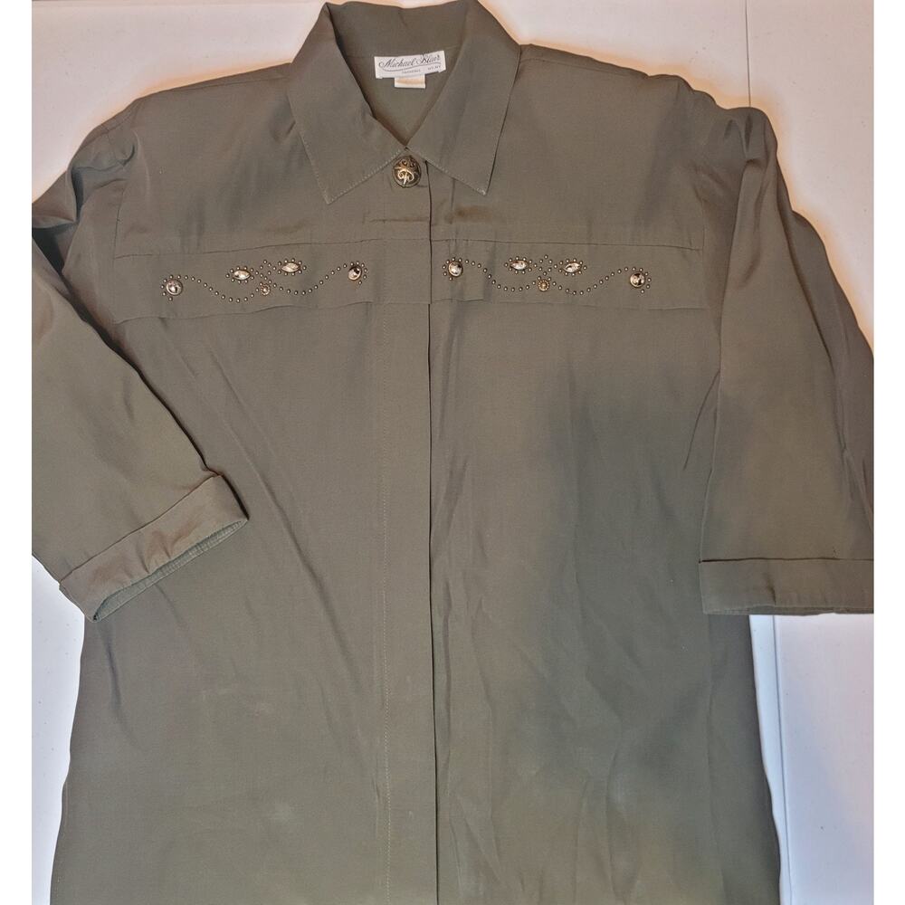 Vintage Michael Blair Womens Button Up Top Sz 8 Western Embellished Cowgirl Chic